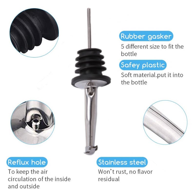 LEGERM 7-Piece Stainless Steel Flip Top Oil Pour Spouts with Funnel - Leakproof Speed Pourer Nozzles for 3/4" Bottles | Universal for Olive Oil, Vinegar & Liquor - Image 2